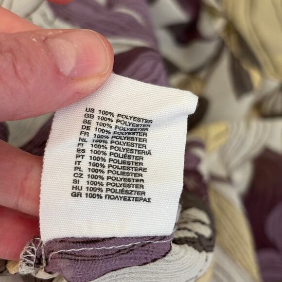 H&M Blouse Womens 22 Purple Yellow Floral Popover Crinkle Textured Career Church - Picture 12 of 12